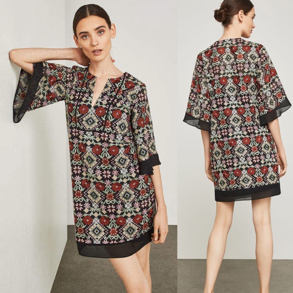 BCBGMaxAzria Dresses & Skirts - BCBGMaxAzria Tati floral embroidered shirt dress